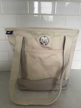 Lands' End Cream Canvas Tote with Tan Trim